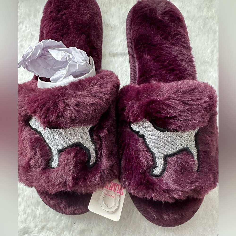 VS PINK Faux Fur Slippers
